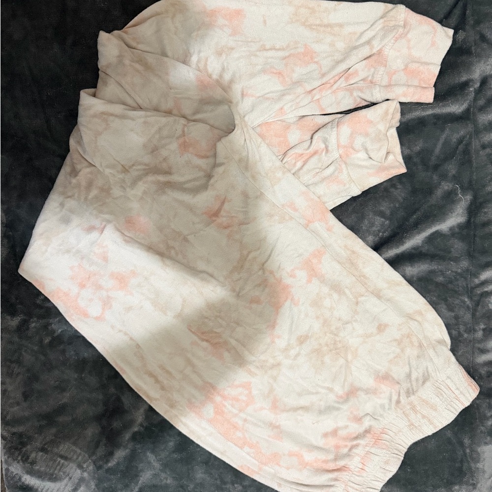 Old Navy Pink and White Tie-Dye Joggers